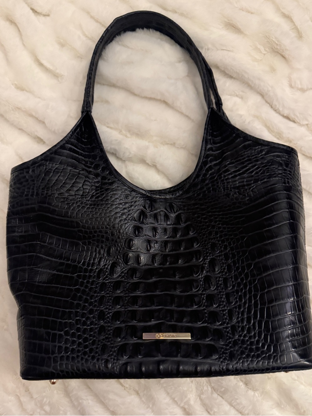 Brahmin black Croc-Textured Tote Bag - Elegant Everyday Carry